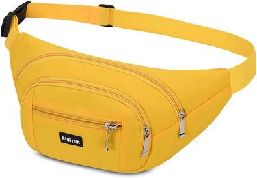 Водонепроникна поясна сумка на пояс, 3 кишені на блискавці для чоловіків та жінок, для піших прогулянок, туризму, спорту, подорожей, гаманець (Жовтий)