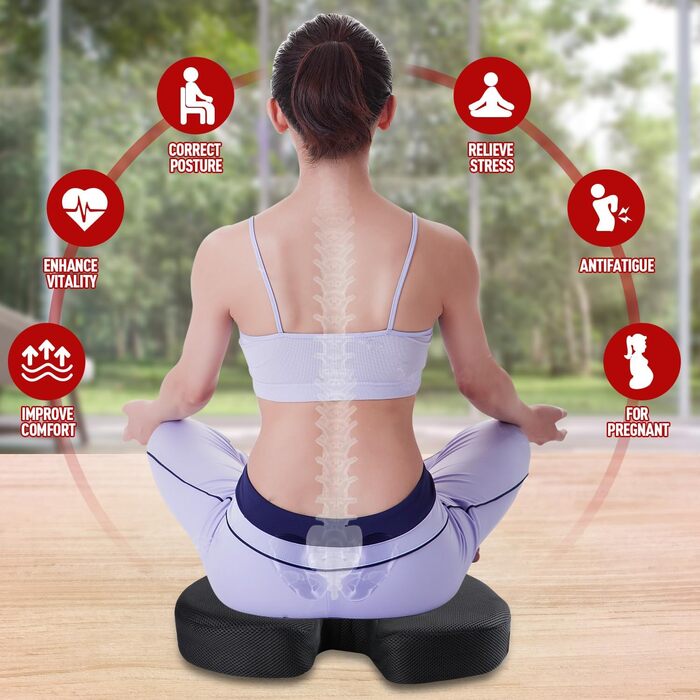 Ортопедична подушка для сидіння в авто та офісне крісло: підтримка попереку, Memory Foam, для комфорту