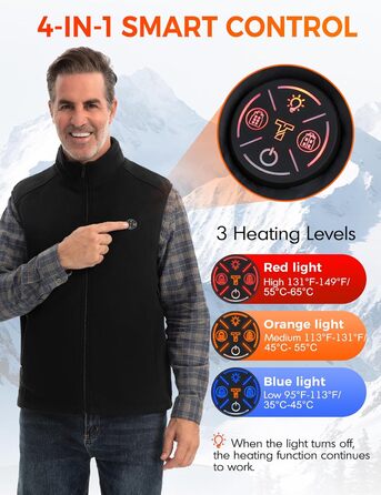 Обогреваемый жилет для мужчин из флиса с Powerbank, 15 зон обігріву, легкий, дихаючий, теплий жилет, чорний