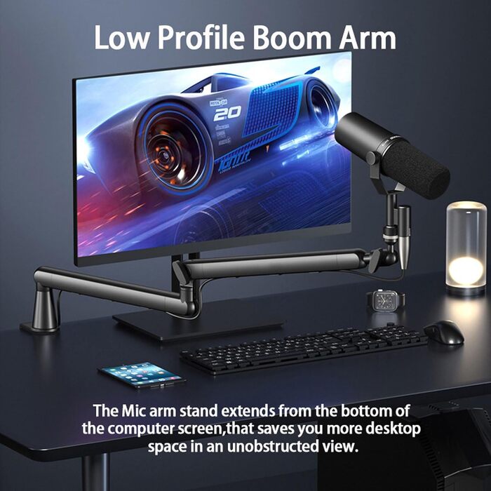 Кріплення для мікрофона з низьким профілем та каналами для кабелів – для Blue Yeti, Snowball iCE, HyperX QuadCast, Elgato Wave та інших