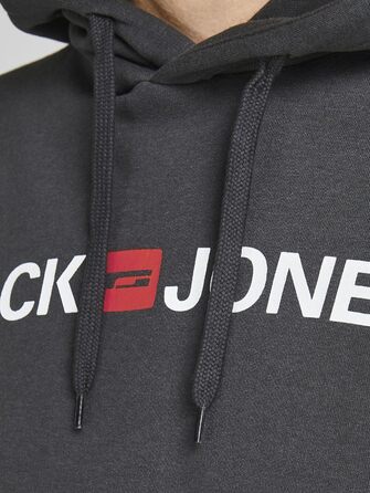 Чоловічий худі з капюшоном JACK & JONES з логотипом, колір Asphalt, розмір M