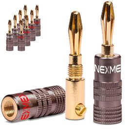 NEXMEX Бананові роз'єми 4 мм (10 шт.) Ultimate - позолочені 24K для акустичних кабелів Hi-Fi