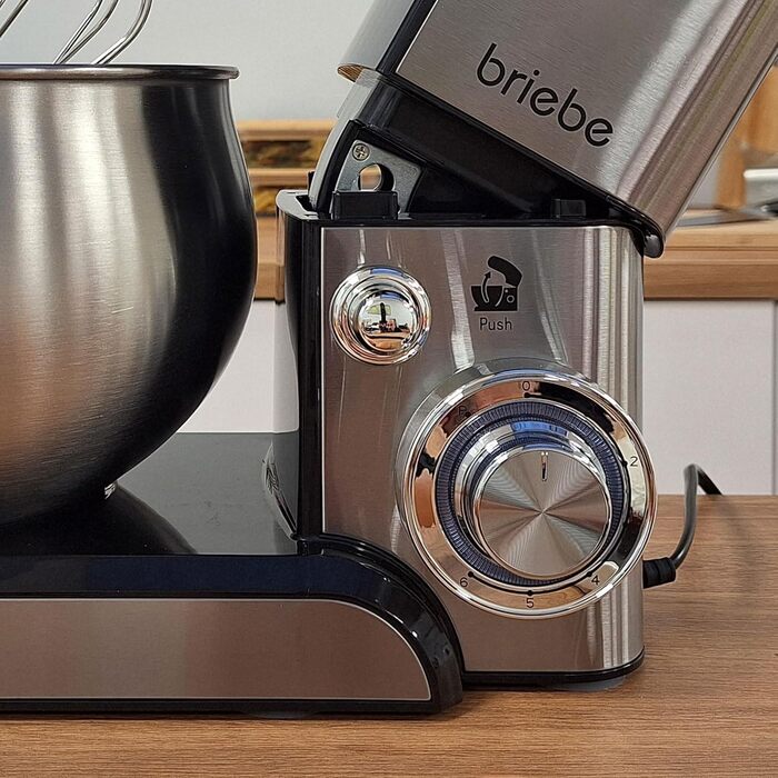 Професійна кухонна машина/міксер Briebe 1800W з орбітальною дією, 6 швидкостей + імпульс, нержавіюча сталь KM1114