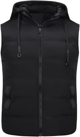 Чоловіча степкова жилетка YOUTHUP з капюшоном для активного відпочинку та зими. Легка, вітронепроникна, чорна XL