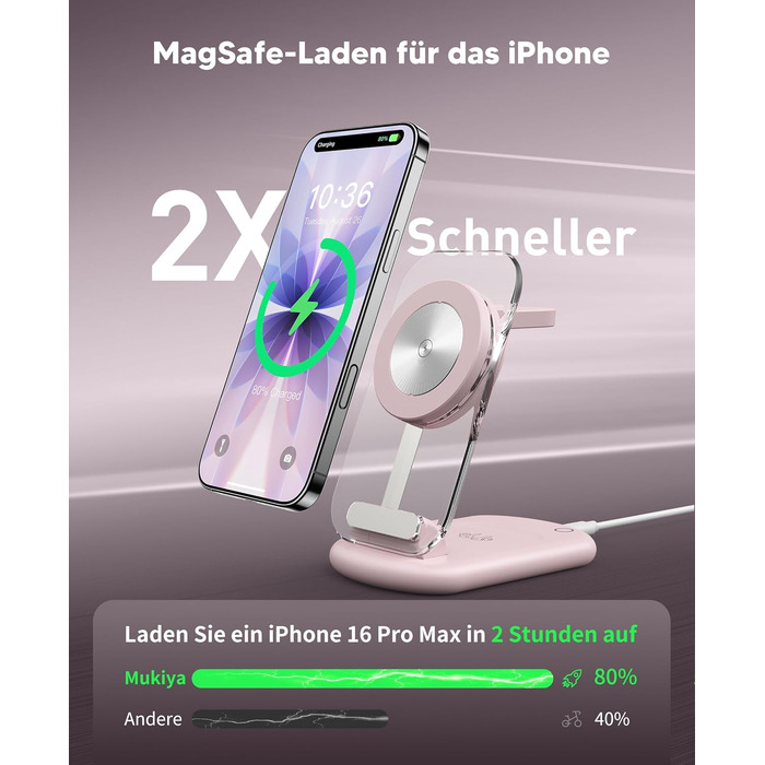 Зарядний пристрій MagSafe 3-в-1 для iPhone та Apple Watch/AirPods (Рожевий)