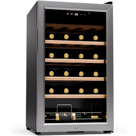 Klarstein Wine Fridge - 16/24 Bottle Wine Cooler with Glass Door - Stainless Steel - 5-18°C Temperature Control - Indoor/Outdoor Use