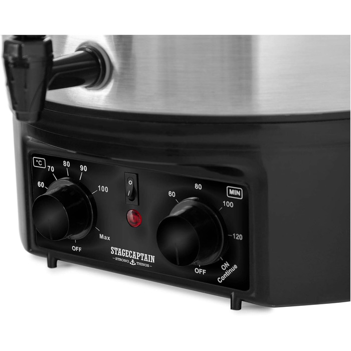 GWK-27A Mulled Wine Cooker - Canning Machine with 27 Liter Capacity - 2000 Watts - Brushed Stainless Steel - Easy Operation (Temperature and Timer) - Automatic Shut-Off - Silver
