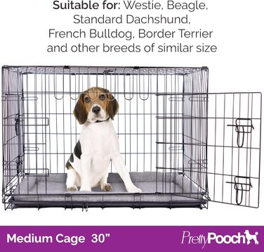 Клітка для собак та котів Pretty Pooch, розмір M, металева, складається, з лотком, двоє дверей та ліжком