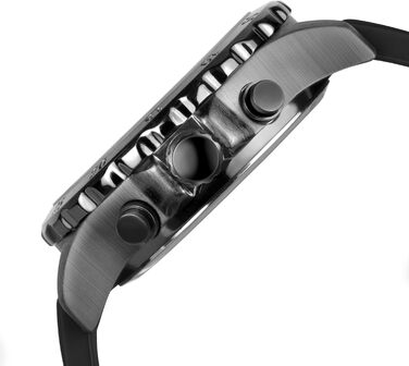 Годинники PINDOWS для чоловіків: водонепроникні спортивні годинники (аналогові/цифрові), багатофункціональні, з LED-підсвічуванням, будильником, секундоміром (чорний/жовтий)