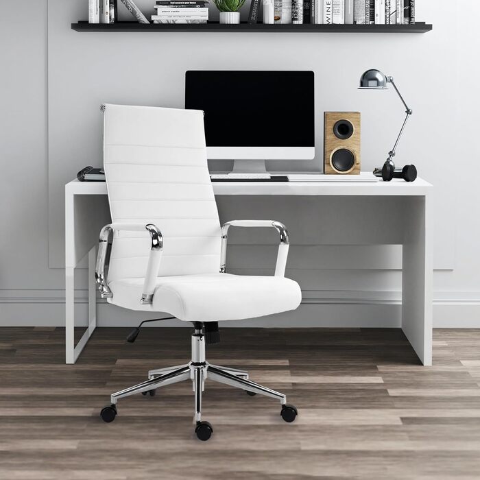 Офісне крісло SVITA Comfort - поворотне, для начальника, штучна шкіра, білий колір