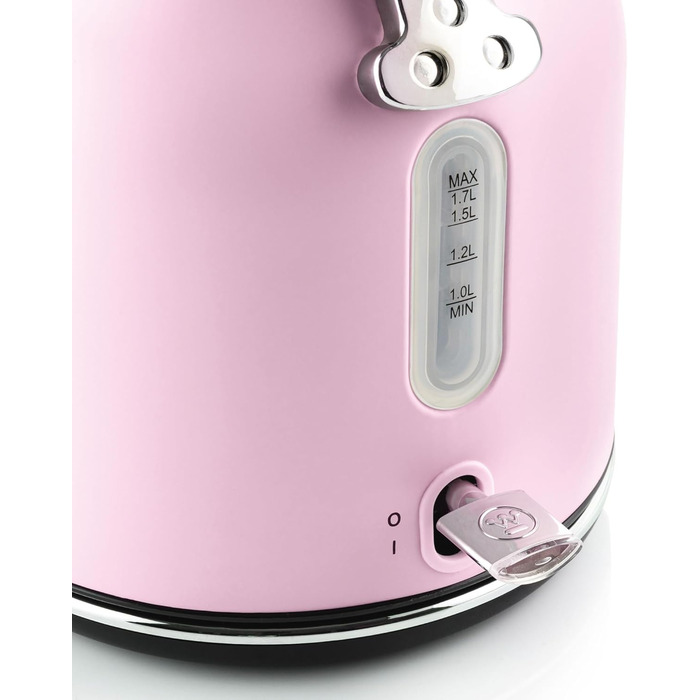 Електричний чайник Westinghouse Retro, 1.7 л, рожевий, з контролем температури та рівня води, з фільтром від накипу та захистом від перегріву