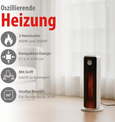 Електричний обігрівач та вентилятор Alpina - Турбо вентилятор з пультом та таймером, 2000W, регулювання температури 15-35°C