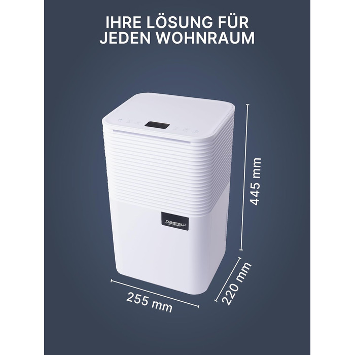 Зволожувач повітря Comedes® Demecto 12 - 12л/24г, тихий, з роликами, для дому та офісу до 25м²