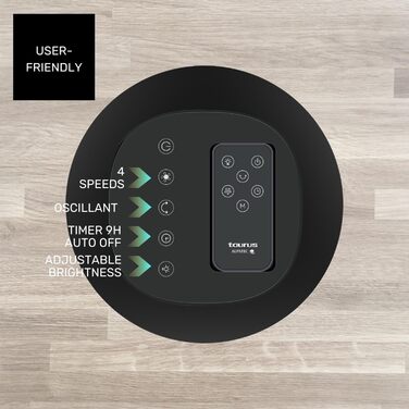 Вентилятор Taurus Babel RCH з пультом керування, 50W, 86 см, 4 швидкості, 3 режими, таймер, осциляція, сірий