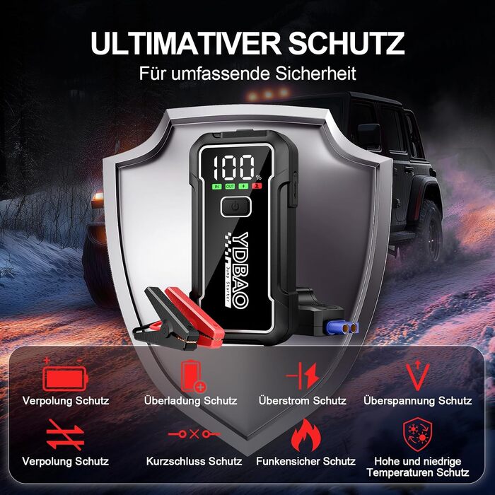Бустер для автомобіля Starthilfe Powerbank 10000A для 12V авто, пусковий пристрій 9188DE