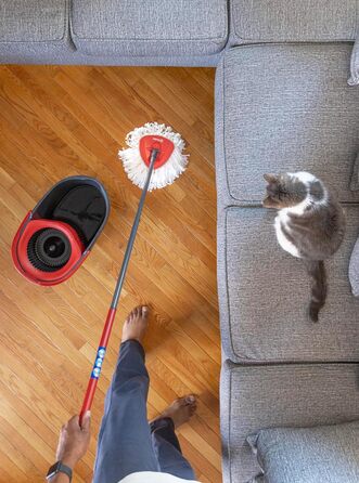 O-Cedar EasyWring: Відро з мотлою та 2 змінні насадки, Червоний/Сірий | Система прибирання