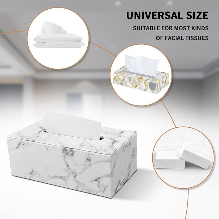 Скляниця для серветок з PU шкіри, 25x13,5x9,5 см, з 4 підставками (мрамор)