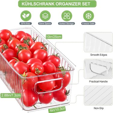 10-Piece Refrigerator Organizer - BPA Free, Kitchen Storage & Organization, Fridge Organizer System for Kitchen, Pantry, Cabinets, Freezer, Fruits, Office, Bathroom
