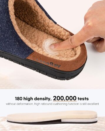 Чоловічі теплі зимові капці LongBay з ефектом пам'яті Memory Foam та підкладкою Sherpa, протиковзальна гумова підошва, темно-сині, розмір 45 EU