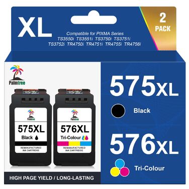 Картриджі Palmtree PG-575XL та CL-576XL для принтерів Canon PIXMA TS3550i, TS3551i, TS3750i, TS3751i, TS3752i, TR4750i, TR4751i, TR4755i, TR4756i (чорний та кольоровий, сумісні)