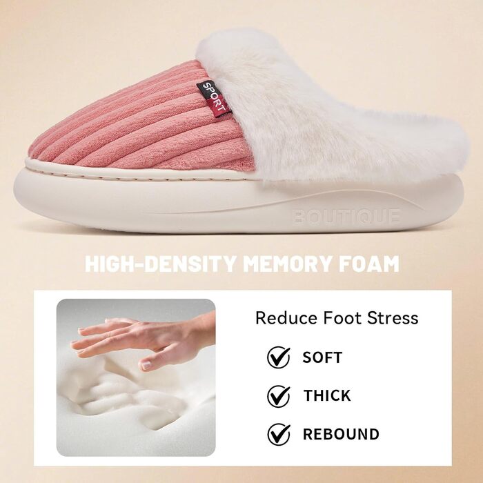 Тапочки зимові для дому Guyarns з м'якої плюшевої підкладки, чоловічі/жіночі, з піною Memory Foam, кордової тканини, антиковзаюча підошва, комфортні, теплі, зелені (38/39 EU, Рожевий)