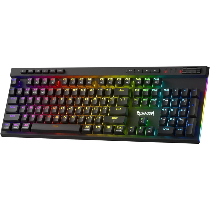 Redragon K580 PRO - Бездротова ігрова механічна клавіатура RGB з 104 клавішами, Hot-Swap, макро-запис та лінійними червоними перемикачами