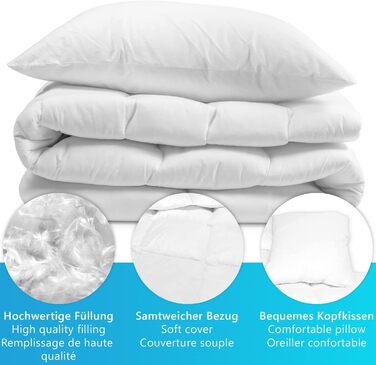 Комплект постільної білизни MYNE NYVI DreamScience Comfort 135x200 см, 4 предмети: 2 ковдри, 2 подушки, 90% пухові пера, 10% пух, чохол 100% бавовна, Oeko-TEX 100, для алергіків