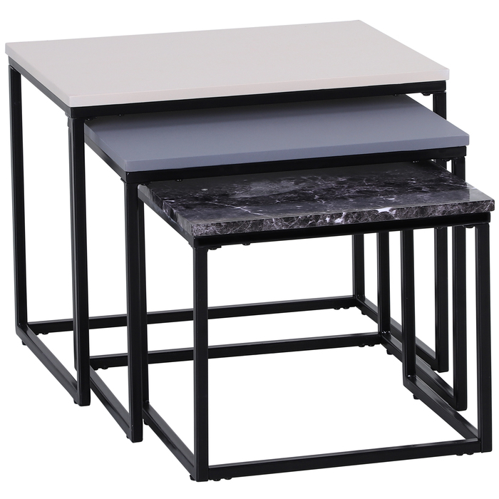 HOMCOM Coffee Table Modern Side Table Coffee Table with Metal Legs and MDF in 3 Colors for Living Room & Decoration