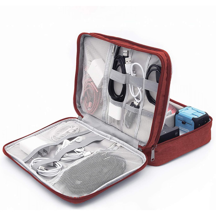 Водонепроникна сумка-органайзер для кабелів та електроніки Ruyosn (червона)