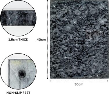 Обрізний дошка Homiu з мармуровим ефектом, 40 x 30 см, термостійка, антиковзна, чорна