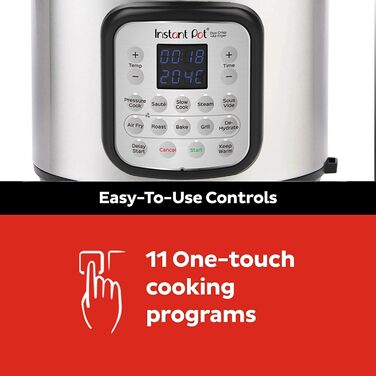 Instant Pot Duo Crisp + Air Fryer 11-in-1 Electric Multi-Cooker 7.6 L - Pressure Cooker, Air Fryer, Slow Cooker, Steamer, Sous Vide Device, Dehydrator with Grill, Keep Warm and Baking Function Silver 8 Liter Duo Crisp + Air Fryer