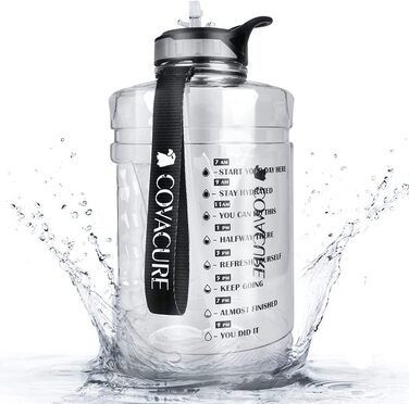 COVACURE Water Bottle Sport - 2.2L Large Water Bottle, BPA Free, Leak-Proof, for Fitness, Gym, Home, Office, Outdoor (Transparent)