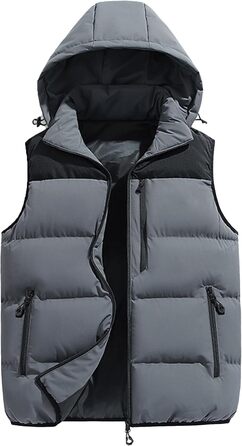 Чоловіча зимова жилетка AIEOE для активного відпочинку, тепла термо-жилетка з капюшоном, сіра, розміри EU S-XL
