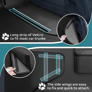 Захист для багажника автомобіля KYG: водонепроникний килимок для собак з боковими захистами, 185x105x38 см, чорний