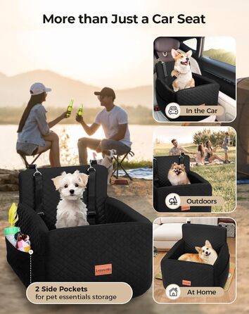 Автокрісло для собак Petcozife - чорний, для собак до 15 кг, знімний, з товстим килимком та 2 страхувальними ременями