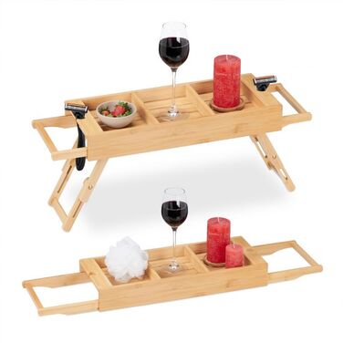 Relaxdays Extendable Bathtub Shelf with Feet