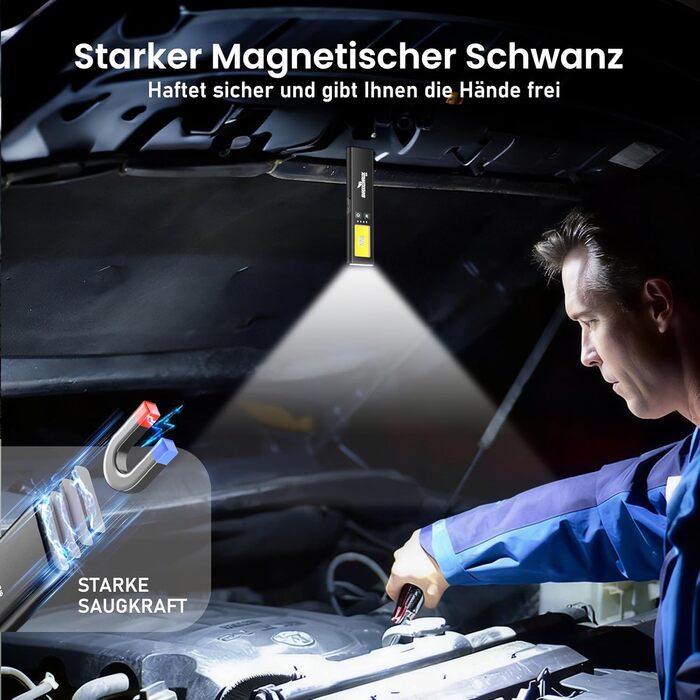 LED-ліхтарик Shadowhawk 2 шт. Зарядний, водонепроникний, COB, з магнітом та кліпсою, 7 режимів, чорний | Для кемпінгу, майстерні, надзвичайних ситуацій