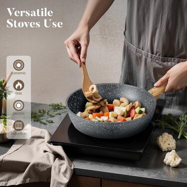 Набір посуду Kitchen Academy індукційний 10 предметів, гранітне антипригарне покриття, товстостінний, без PFOA/PFAS