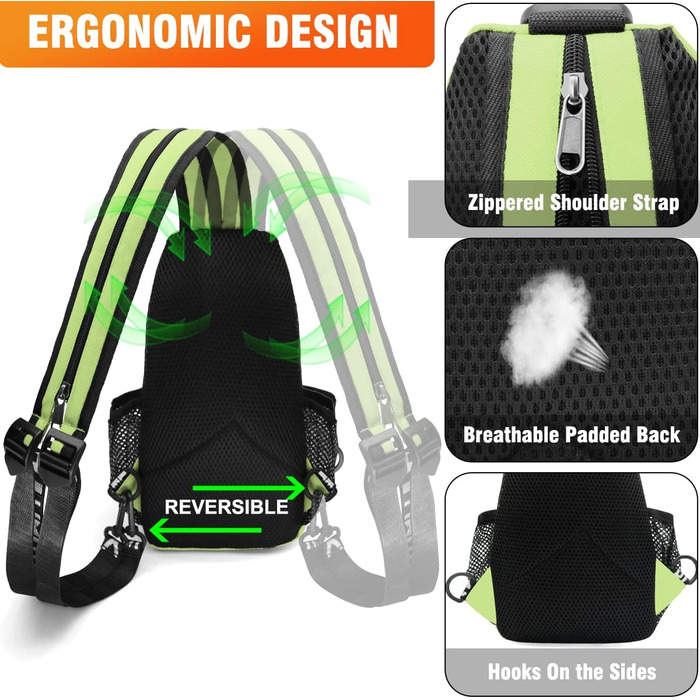 Сумка-слінг через плече, рюкзак для жінок та чоловіків, зелена, з оксфордської тканини. Ідеально для спорту, подорожей та повсякденного використання