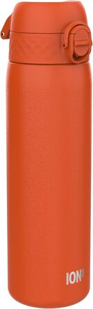 Ion8 Stainless Steel Water Bottle, 600 ml, Leak-Proof, One-Handed Opening, Secure Locking Mechanism, Dishwasher Safe, Flip-Top Lid, Carrying Handle, Easy to Clean, Durable & Scratch-Resistant (Stainless Steel, Orange)