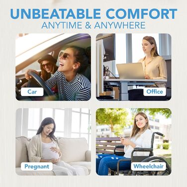 Автомобільне сидіння з Memory Foam для полегшення болю в куприку та попереку. Підходить для авто, вантажівки, офісу, інвалідного візка. Чорний колір.