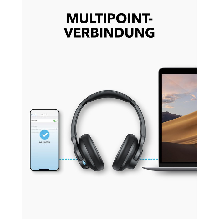 Soundcore Q11i Бездротові навушники-маніжки Anker з глибокими басами, 60 годин відтворення, Hi-Res Audio, знімні амбушури, Multipoint-з'єднання, чорний