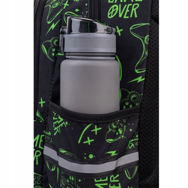 Багатовідсіковий шкільний рюкзак CoolPack, чорний з зеленим, 21 л