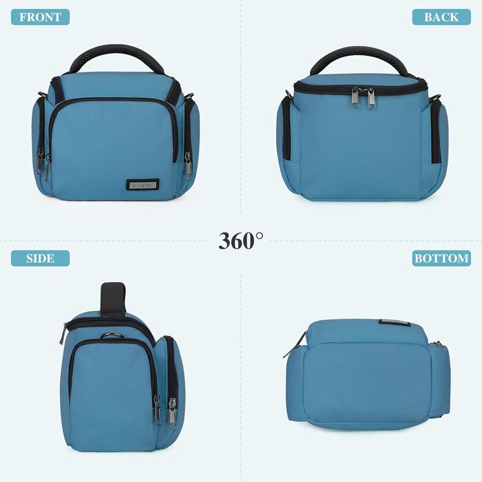 Сумка для камери Baigio: фотосумка для DSLR/SLR з відділеннями для об'єктивів та аксесуарів (блакитна)