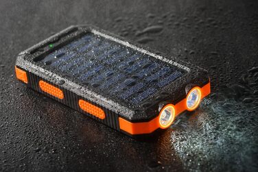 Портативний павербанк сонячний 8000 mAh з LED-ліхтариком та компасом для зарядки телефонів та гаджетів. Чорний