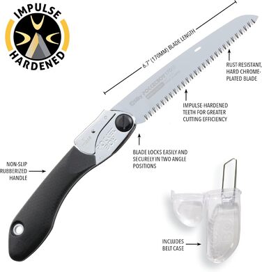 Складана пилка Silky Pocketboy 170 мм чорна, середній зуб 10/30 мм