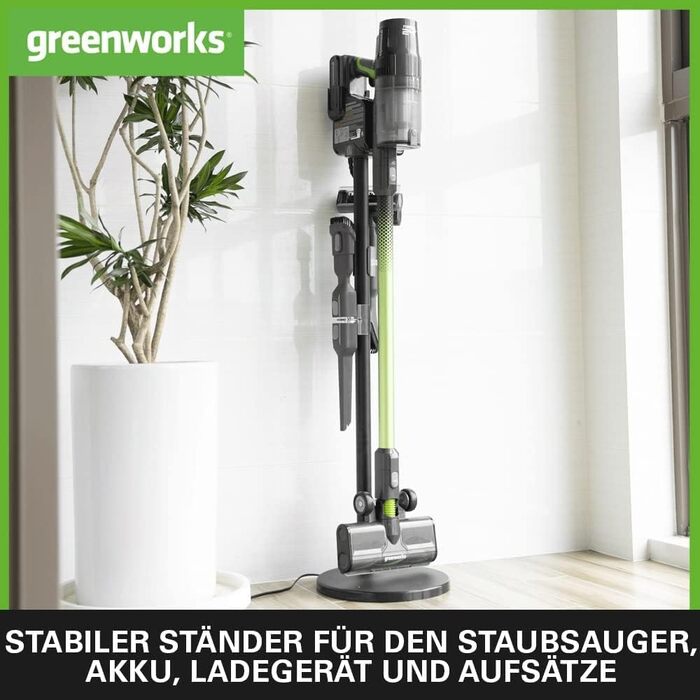 Бездротовий акумуляторний пилосос Greenworks GD24SV 5-в-1, 500W, 45 хв роботи, HEPA-фільтр, насадка для шерсті тварин, 3 режими потужності (без акумулятора та зарядного пристрою)