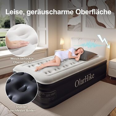 Надувний матрац OlarHike для кемпінгу та дому - 200 x 140 x 46 см (2 особи)