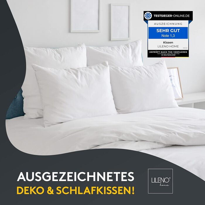 LILENO HOME Набір 6 подушок 40x40 см для алергіків, поліестер, для дивана, софи, коктейльних та головних подушок, внутрішня подушка, прати при 40°C