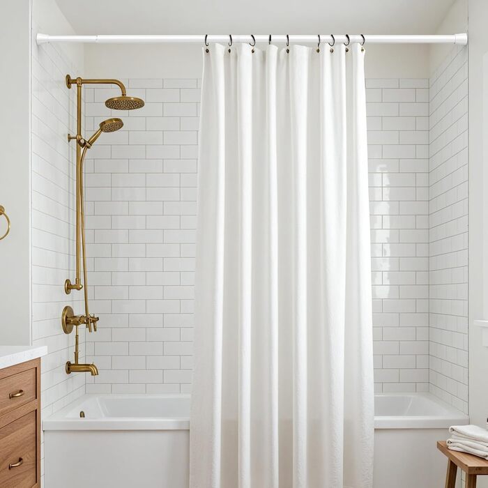 Тelescopic штанга для карнизи без свердління 120-200см - для штор, душових перегородок, вікон, ванної кімнати (1шт, білий)